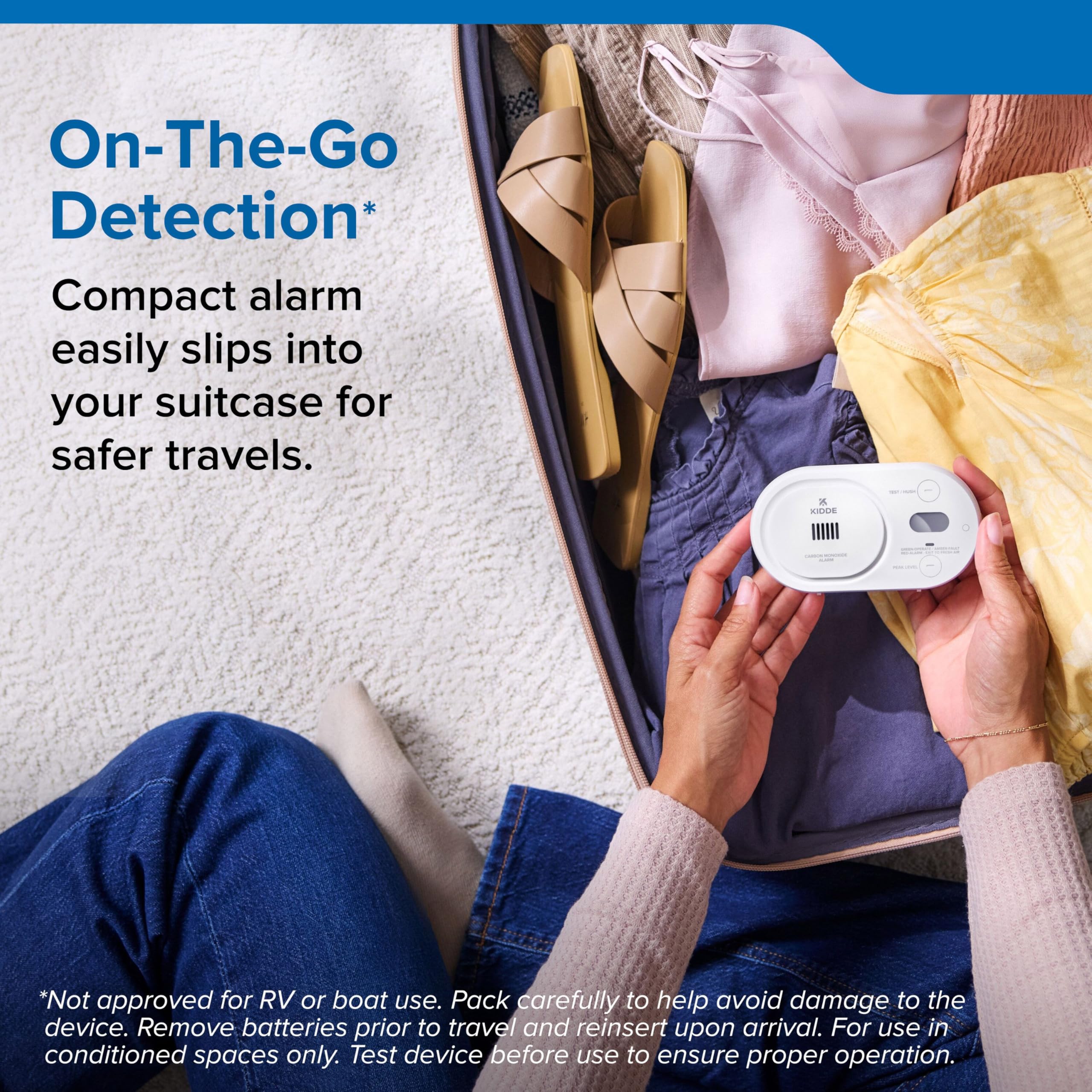 Kidde Carbon Monoxide Detector, AA Battery Powered, Detects Low-Level CO, Digital Backlit Display, Portable for Travel or Home, LED Status Indicators, 85 dB Alarm, 5th Edition, COBDL - Image 6