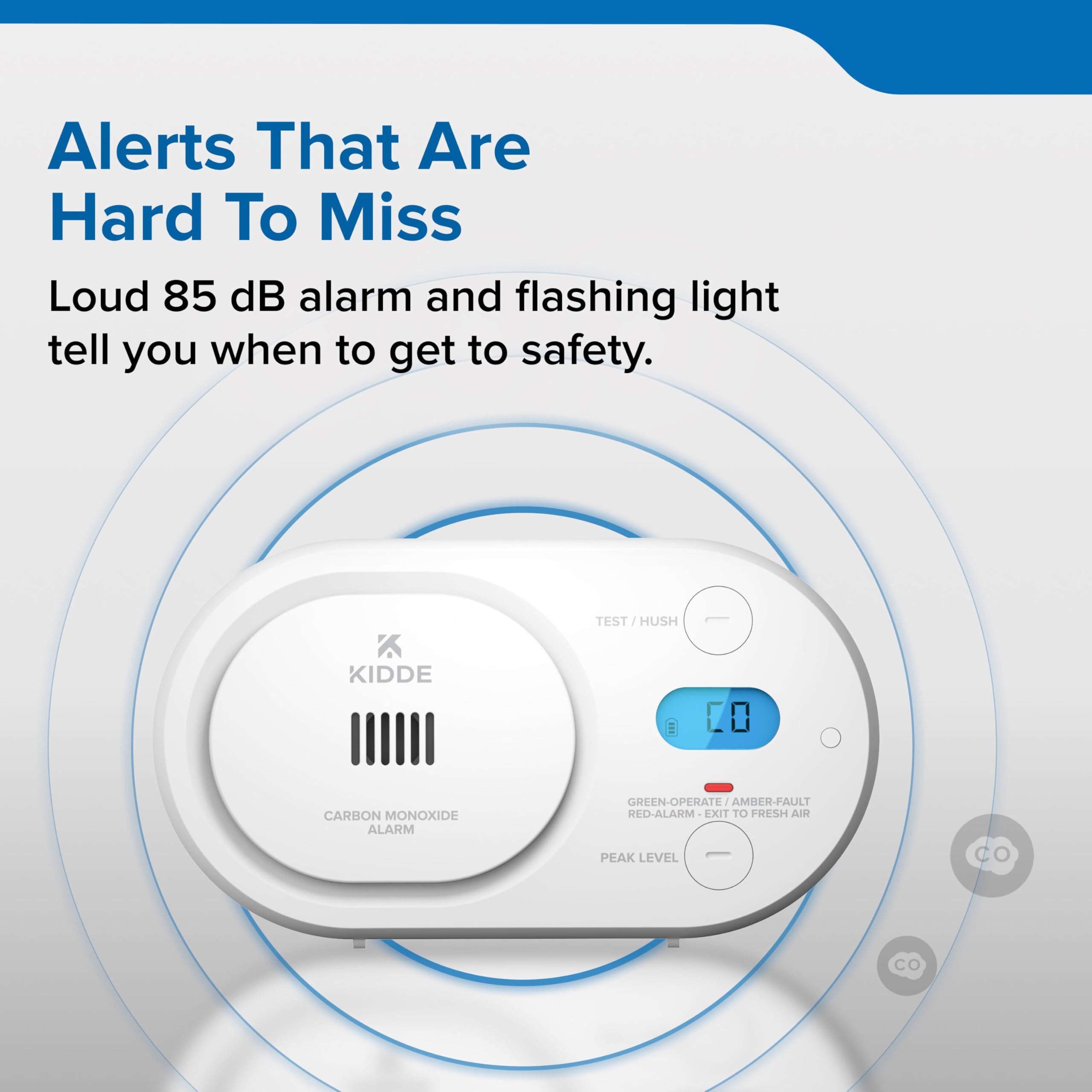 Kidde Carbon Monoxide Detector, AA Battery Powered, Detects Low-Level CO, Digital Backlit Display, Portable for Travel or Home, LED Status Indicators, 85 dB Alarm, 5th Edition, COBDL - Image 9
