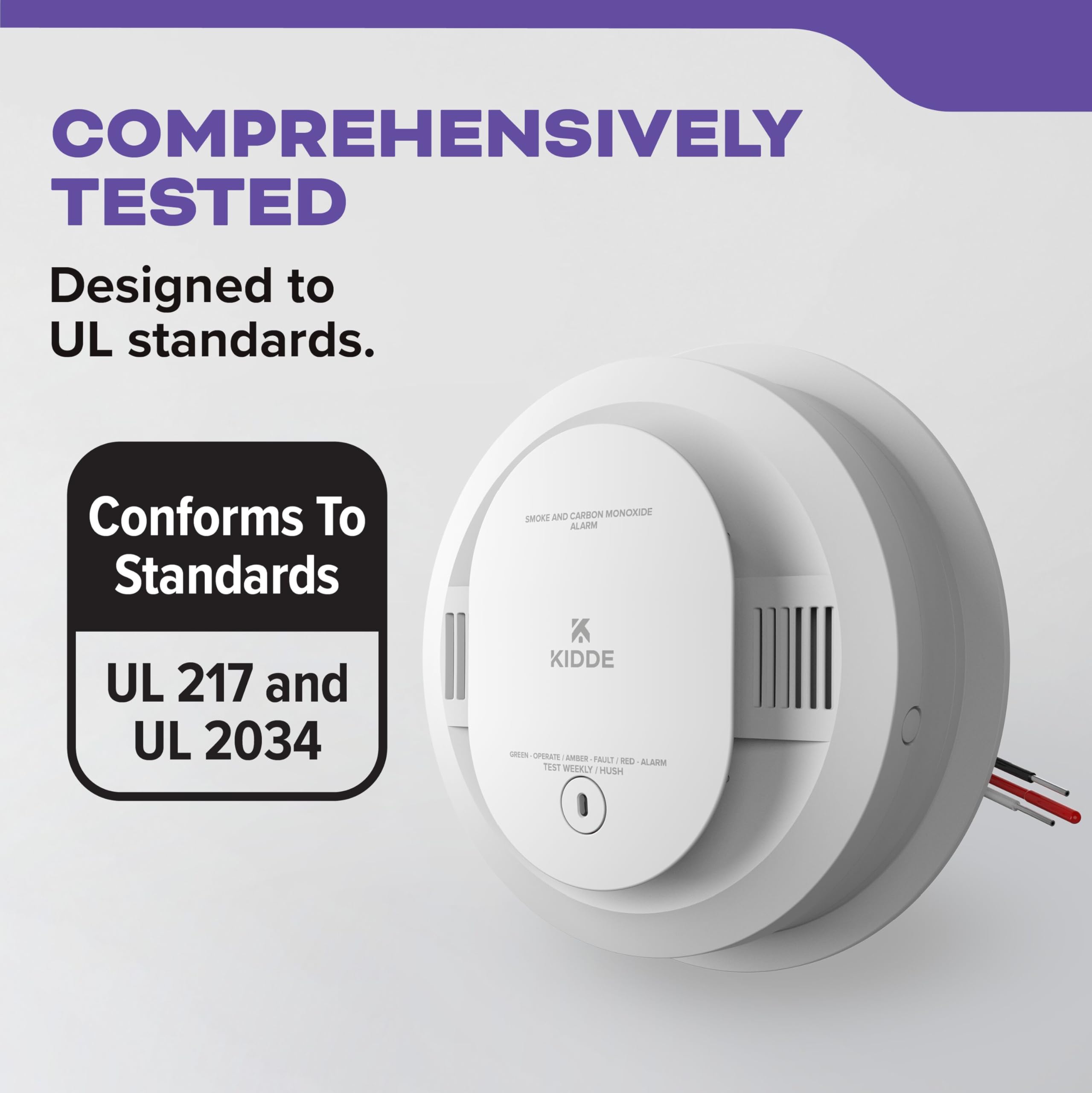 Kidde Hardwired Smoke & Carbon Monoxide Detector, AA Battery Backup Smoke Alarm, Interconnectable, LED Warning Light Indicators, 2 Pack - Image 6